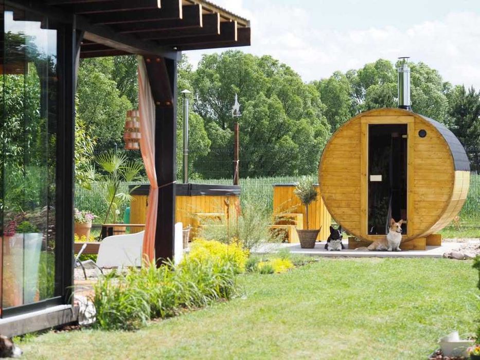 Kompletne SPA ogrodowe sauna beczka + balia jacuzzi + beczka do schładzania
