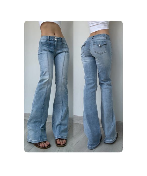 Джинсы 38 m средняя талия посадка голубын клеш flared bootcut y2k vintage винтаж 2000ые
