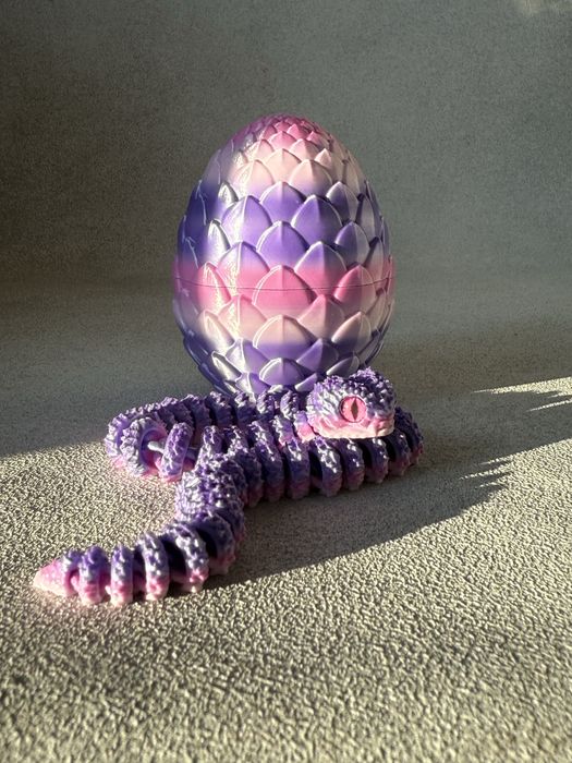 Рухома змія антістрес в яйці іграшка 3D 28см (райдужна)