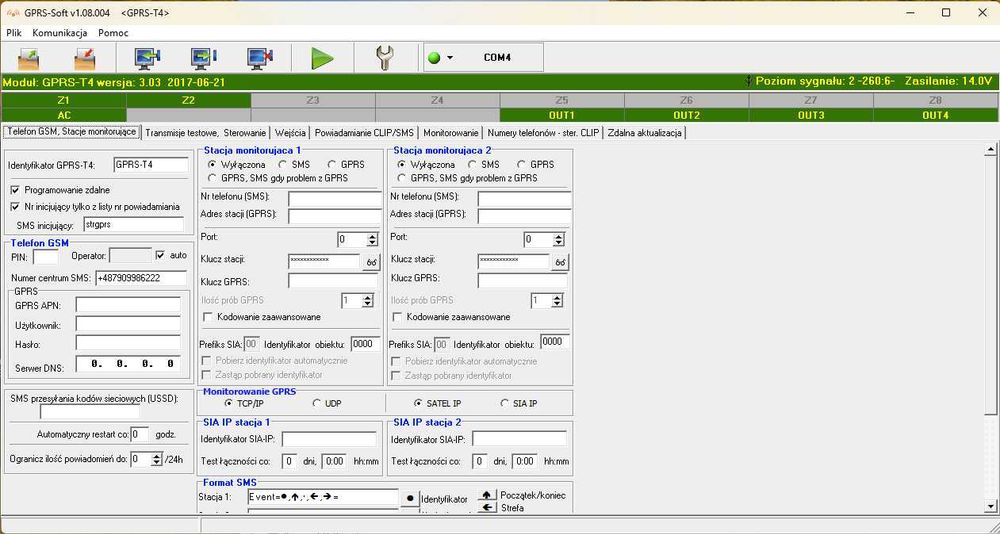 Moduł monitoringu GPRS/SMS Satel GPRS-T4 + DB9FC/RJ-KPL