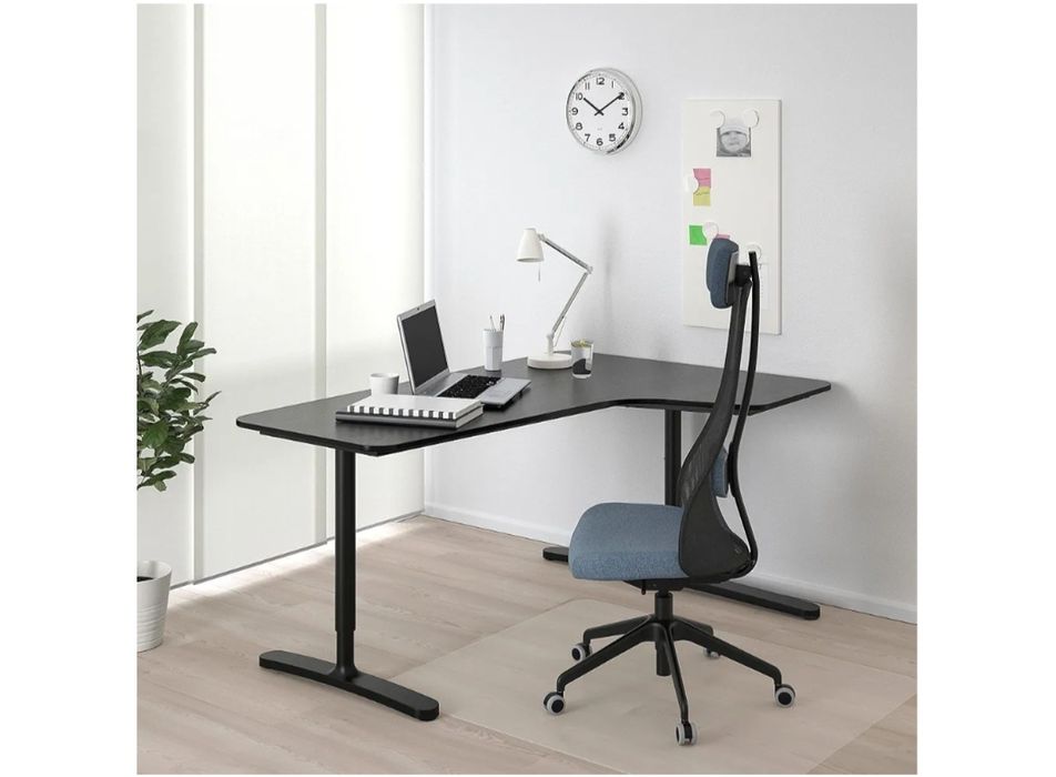Ikea BEKANT corner desk right, 160x110cm, black stained ash veneer/bla