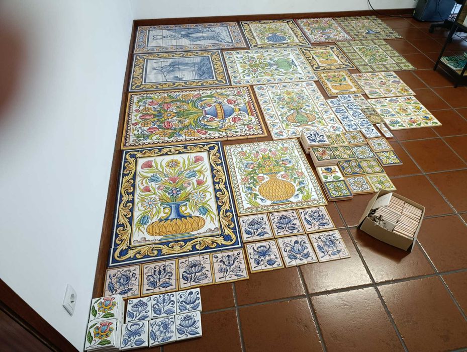 Azulejos painéis pintura manual