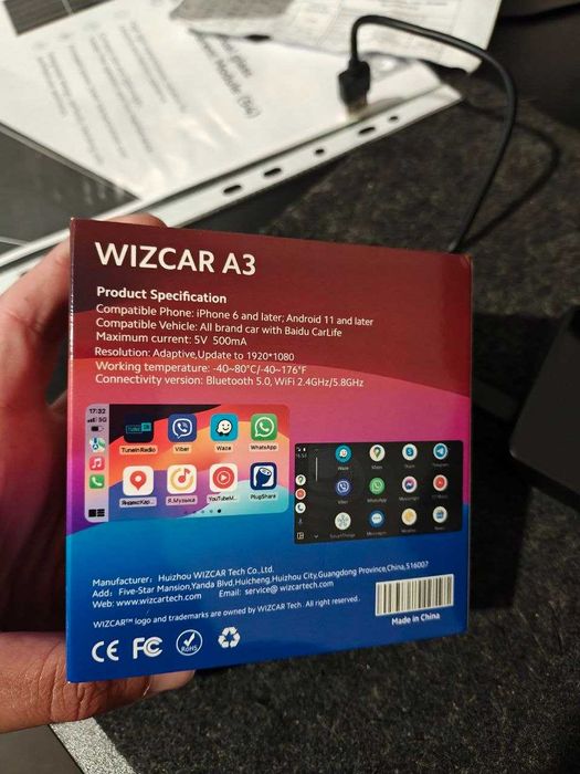 Адаптер CarPlay/Android Auto, WizСar A3 для Honda M-NV 2022, E:NS1 та інших