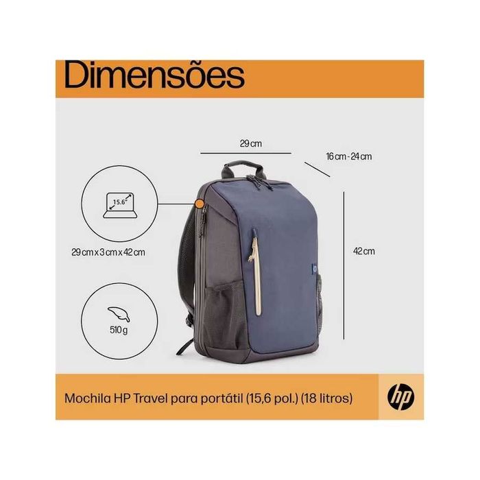 Mochila HP Travel 18L 15.6'' - Preto