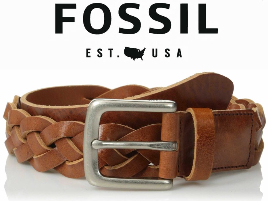Мужской ремень кожаный _ Fossil (Cognac_W44)