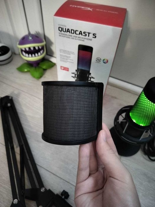 Комплект: Мікрофон HyperX QuadCast S + пантограф та поп-фільтр Fifine U1