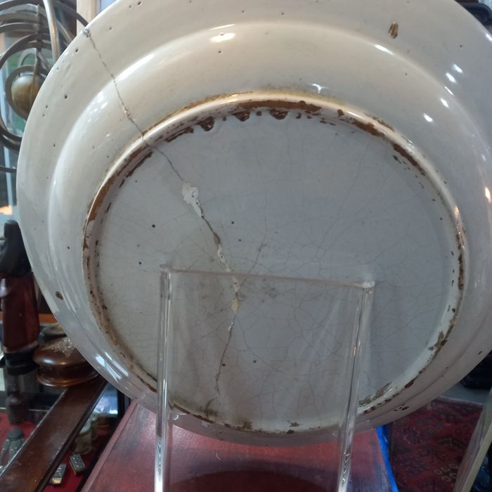 3 pratos grandes 34 a 36 cm faiança Portuguesa Séc.XIX