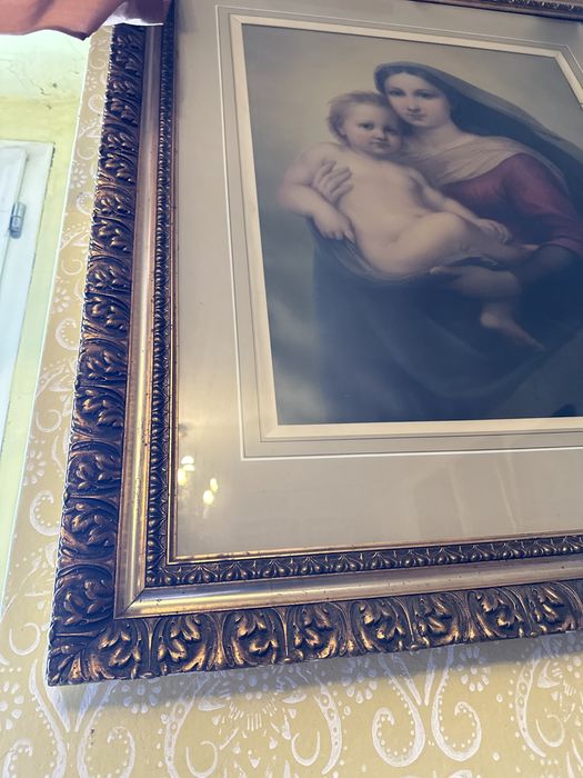 Ogromny obraz- Madonna Sykstyńska- drewniana zlota rama