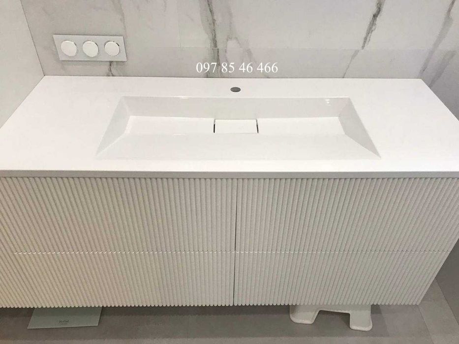 Суцільний умивальник і стільниця на пральну машину + тумба + дзеркало