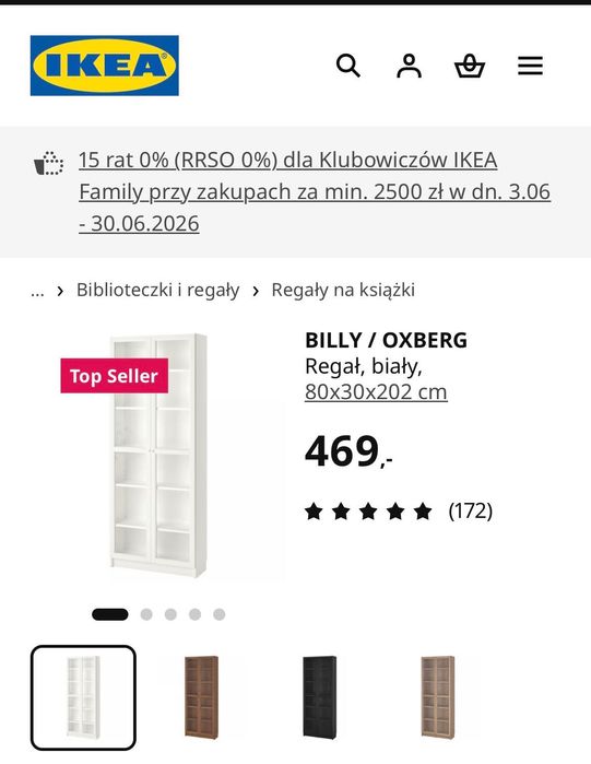 Witryna biała szklana Billy