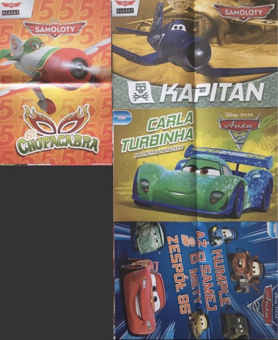 Zestaw gazetki disney pixar auta samoloty plakaty