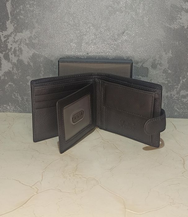 Кошелек мужской кожаный Tailian гаманець чоловічий шкіряний чорний