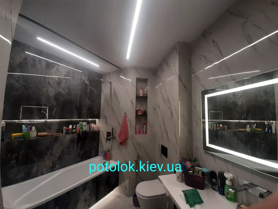 Натяжные потолки Голосеевский р-н. Ремонт потолка. Слив воды