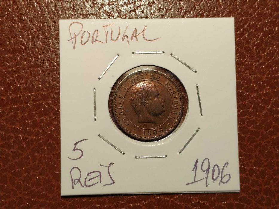 A478 moeda de 5 reis de 1906 Carlos I Rei de Portugal (Monarquia)
