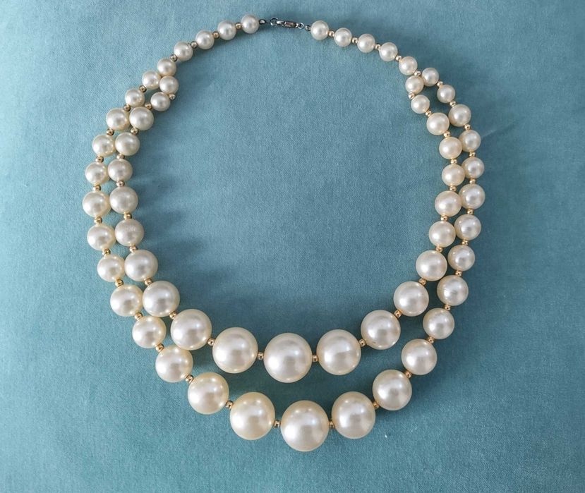 Naszyjnik podwójny sznur dużych pereł