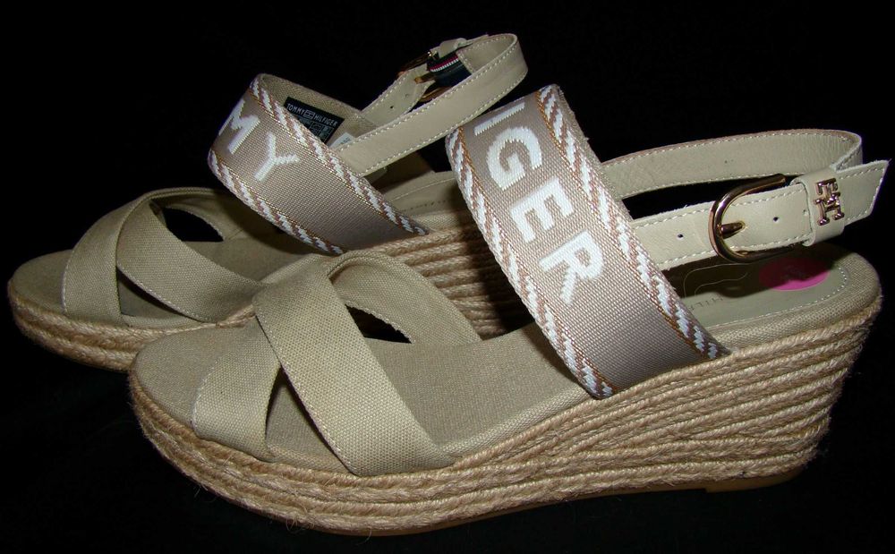 tommy hilfiger nowe sandały na koturnie espadryl z logo 38