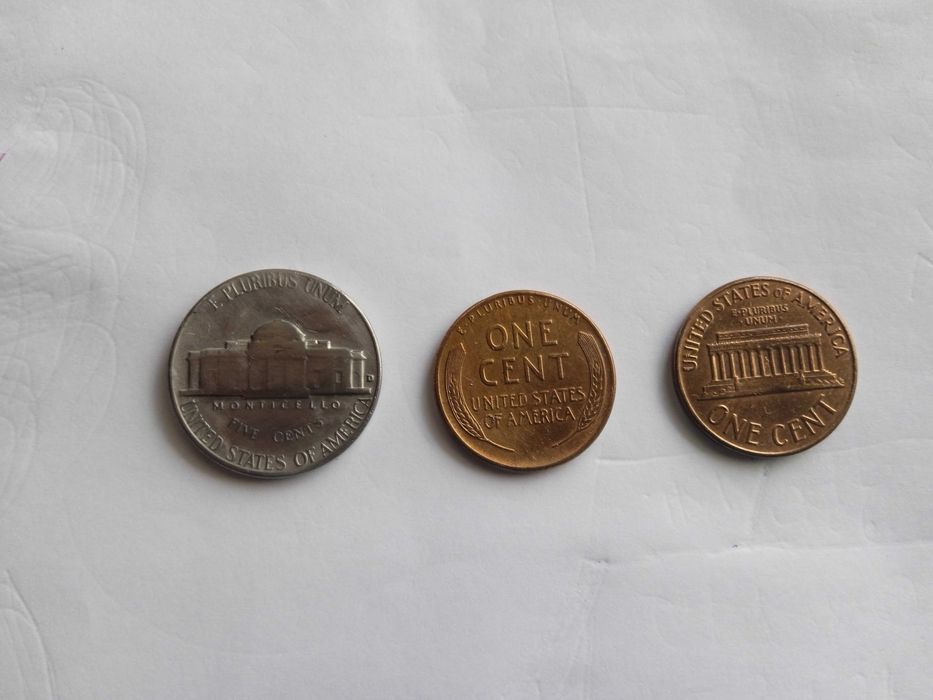 Moedas antigas dos EUA. 2 sem "S".