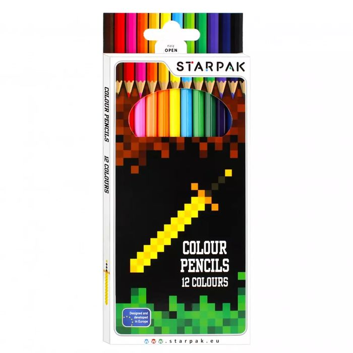 Kredki OŁÓwkowe 12 KolorÓw Pixel Game Starpak 484791. Starpak