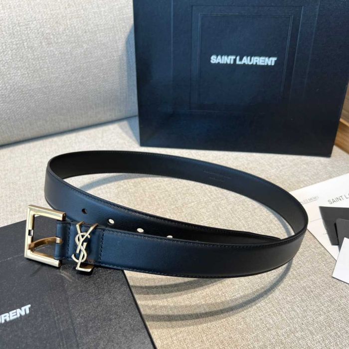 Черный ремень Yves Saint Laurent Ив Сен Лоран ремінь YSL 2 и 3 см