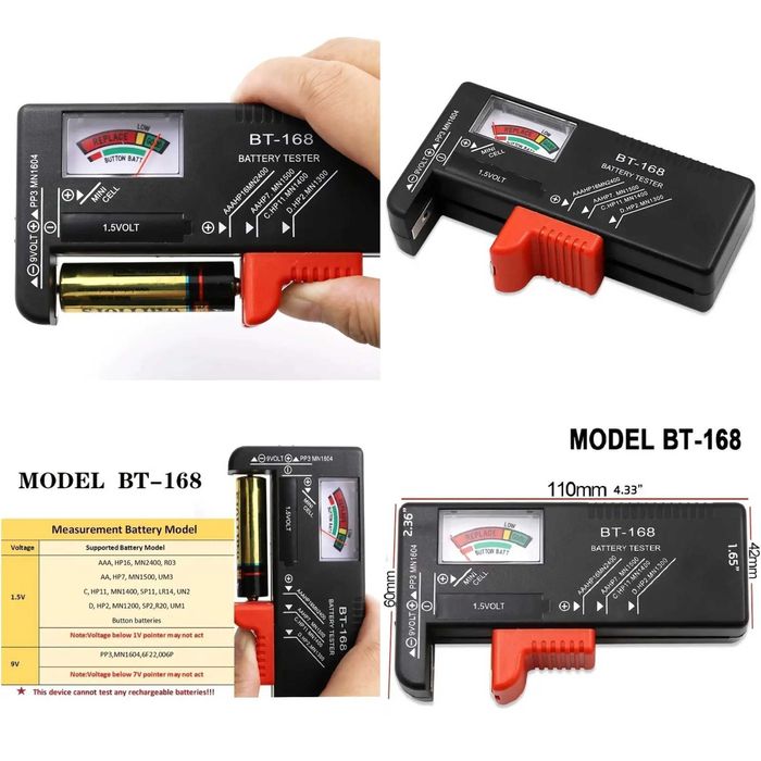 Testador de bateria/pilhas universal BT-168, Novo.