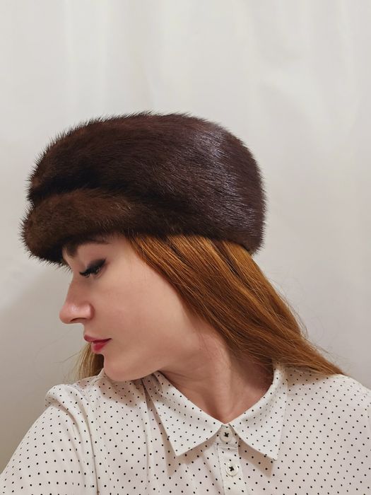 Кашкет, берет женский из меха норки, 56-57 размер