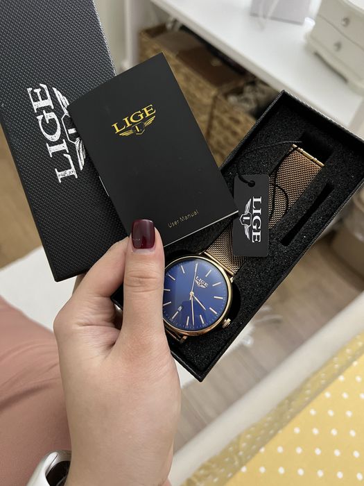 годинник бренду LIGE (кварцовий, з металевим mesh-браслетом)