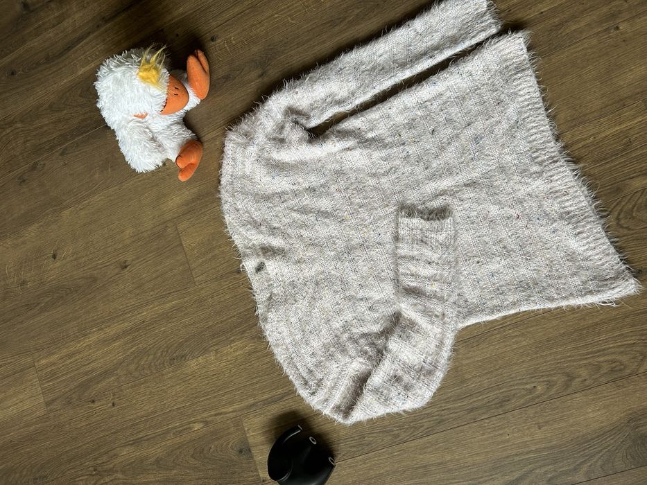 Sweter szary włochaty L XL