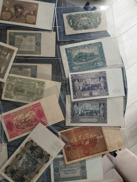 Zestaw starych banknotów polskich 1926-1948r