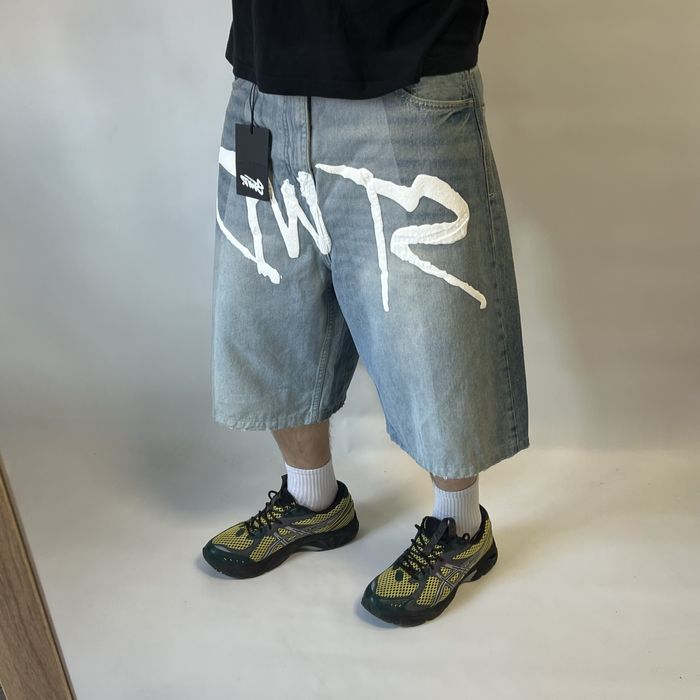Нові широкі світлі джинсові шорти stwd baggy rap широкие шорти