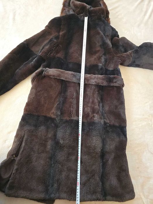 Шуба натуральна стрижений бобер та норка коричнева р.XS