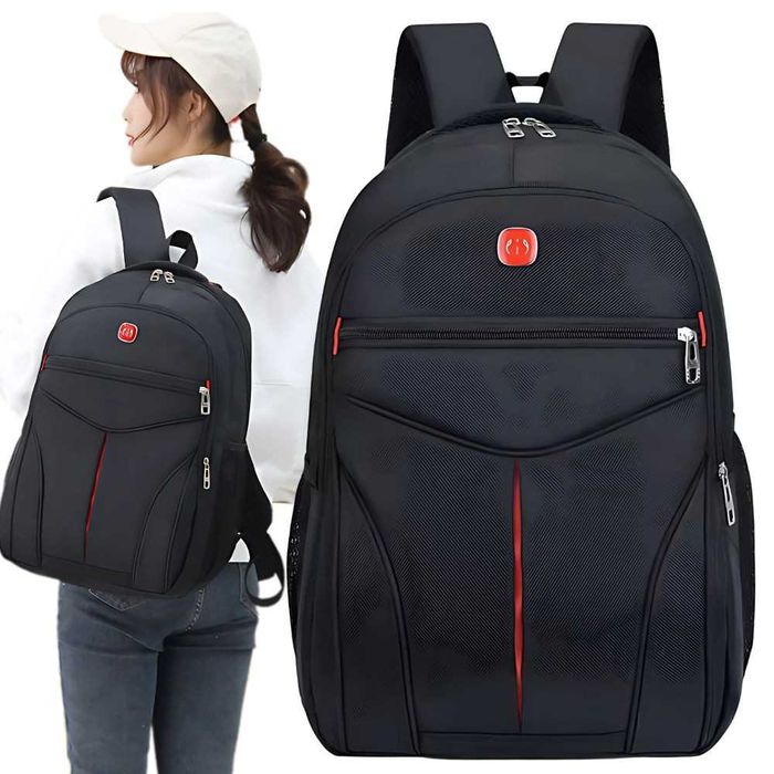Plecak Miejski Czarny 15L na Laptopa 15" Szkoła Praca 3 Komory
