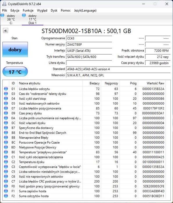 Dysk HDD Seagate 500GB 3.5 SATA GW3m N313