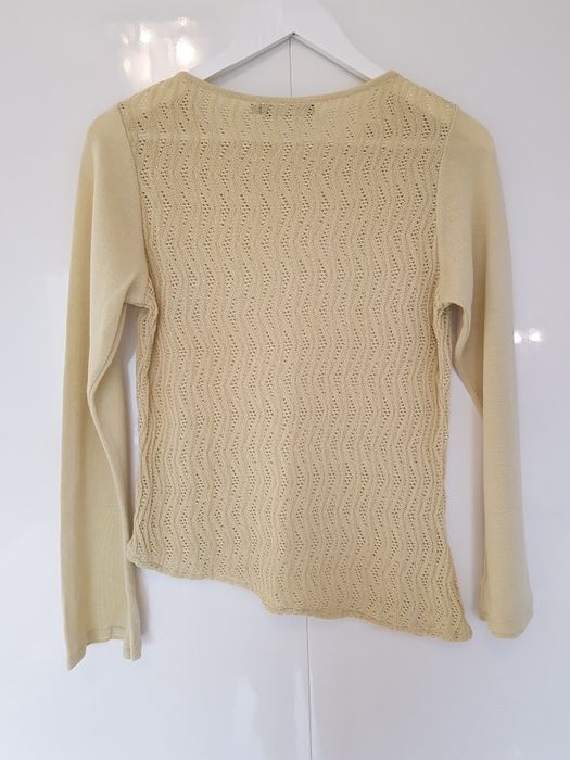 Jasny oliwkowy asymetryczny swetr rozm. S