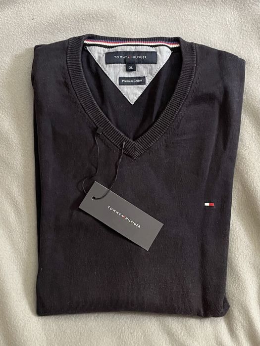 Tommy Hilfiger sweter granatowy L/XL v-neck