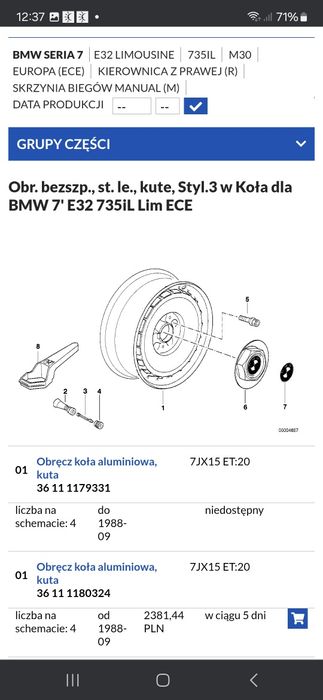 Alufelgi BMW E32 Unikat