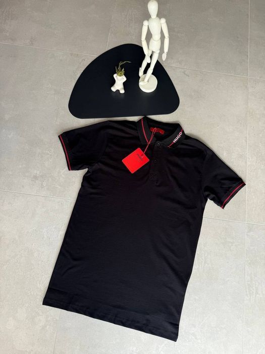 Крута поло футболка Hugo Boss  чорна та біла  розмір  S-XXL