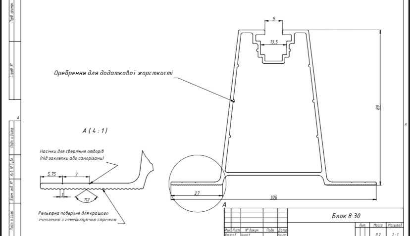 Профіль (блок) для кріплення сонячних панелей 20/30 см висотою 8 см