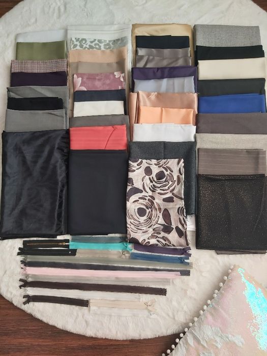 Zestaw materiałów, zamków i dodatków krawieckich DIY