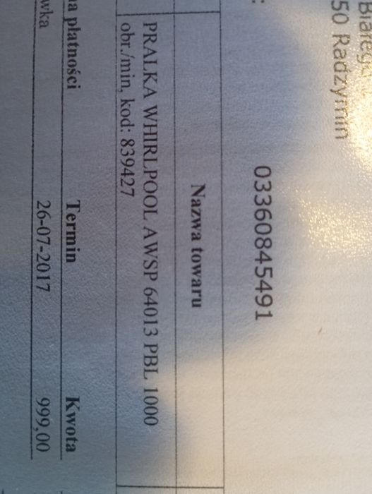 Pralka Whirlpool na części (1)