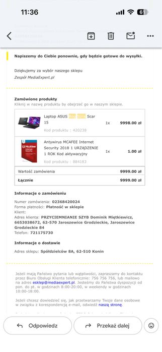 ASUS ROG Strix SCAR G533 | RTX 3070 | Ryzen 7 | 32GB RAM | 1TB SSD | Jak nowy!