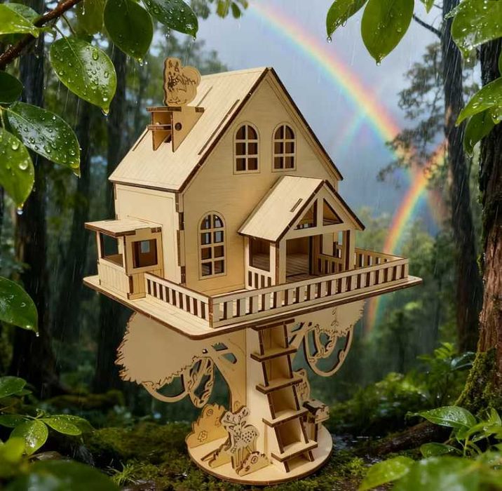 Nowe puzzle 3D drewniane domek