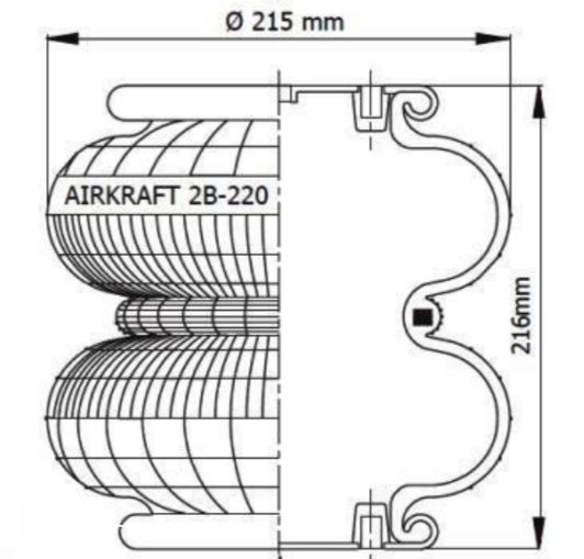 Пневмоподушка універсальна, ( пневморесора ) , діаметр 215 мм