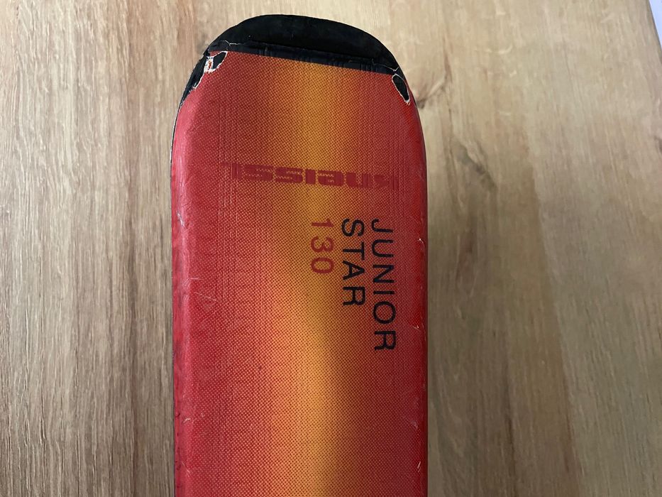 Narty zjazdowe 130 komplet, buty, kijki, kask