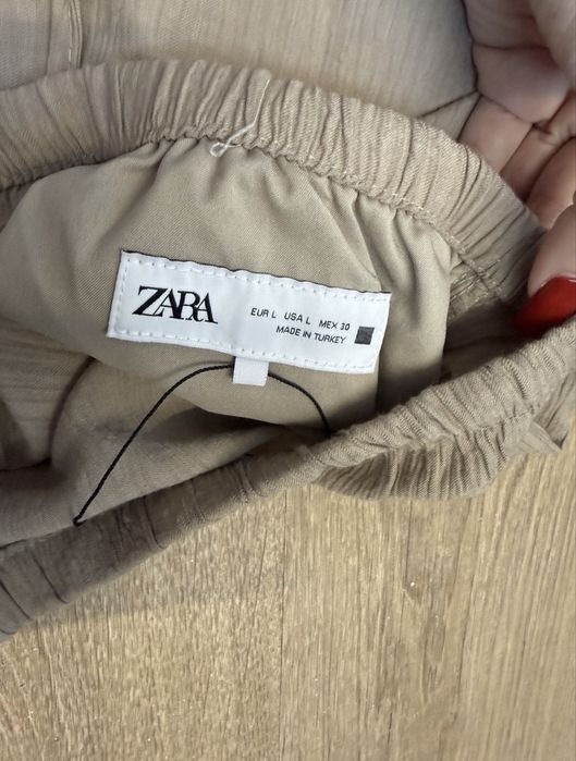 Штани бежеві широкі з льону ZARA