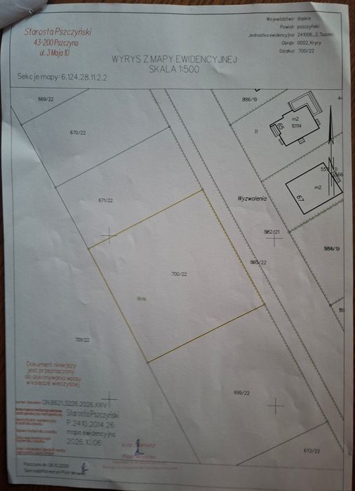 Działka budowlana Kryry 1556 m²