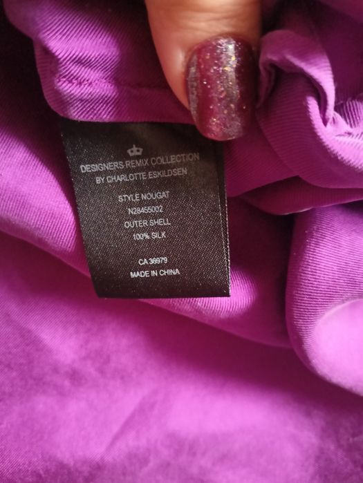 Sukienka jedwab 100% marki designers remix, kolor mocny fiolet, s m