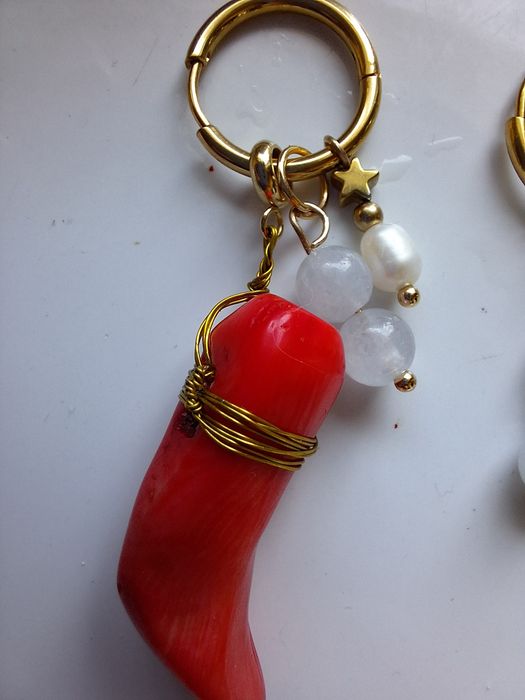 Kolczyki Sommer. Koral perła akwamaryn