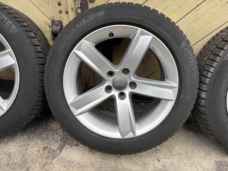 Oryginalne Alufelgi Audi 17 7.5J ET28 + Opony Zimowe Continental 2024 r.
