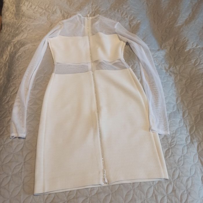 biała sukienka siatka sexy 36, s / m