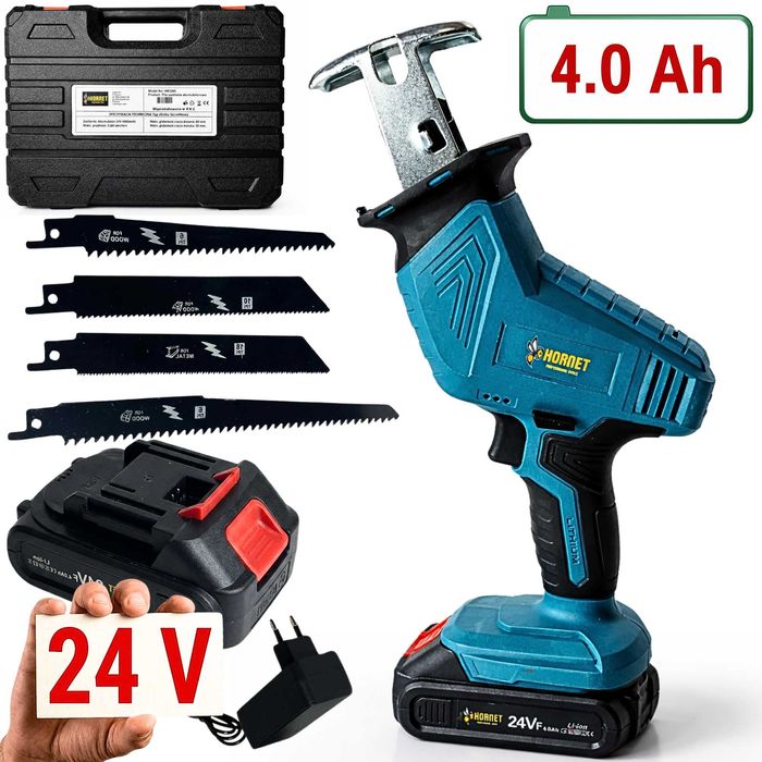 Akumulatorowa piła szablasta wyrzynarka lisica lisi ogon 24V 4Ah 2xaku